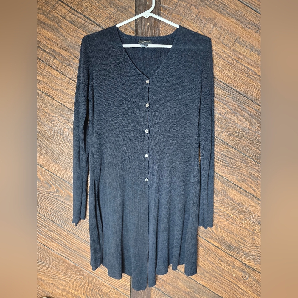 XL Luxurious Banana Republic Navy 100%Silk Sweater Soft With Irridecent Buttons